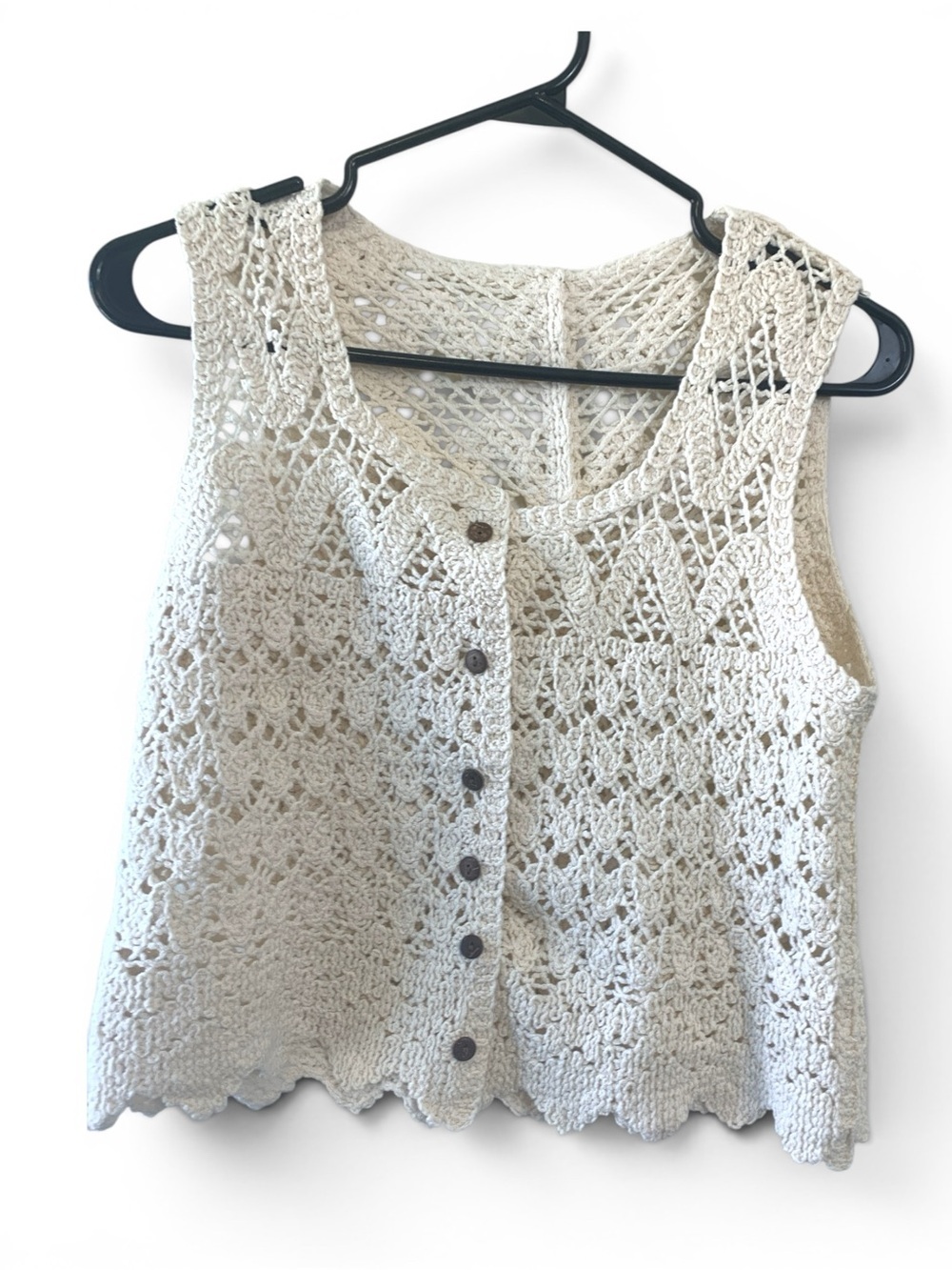 Women's Handmade Cream Crochet Vest
